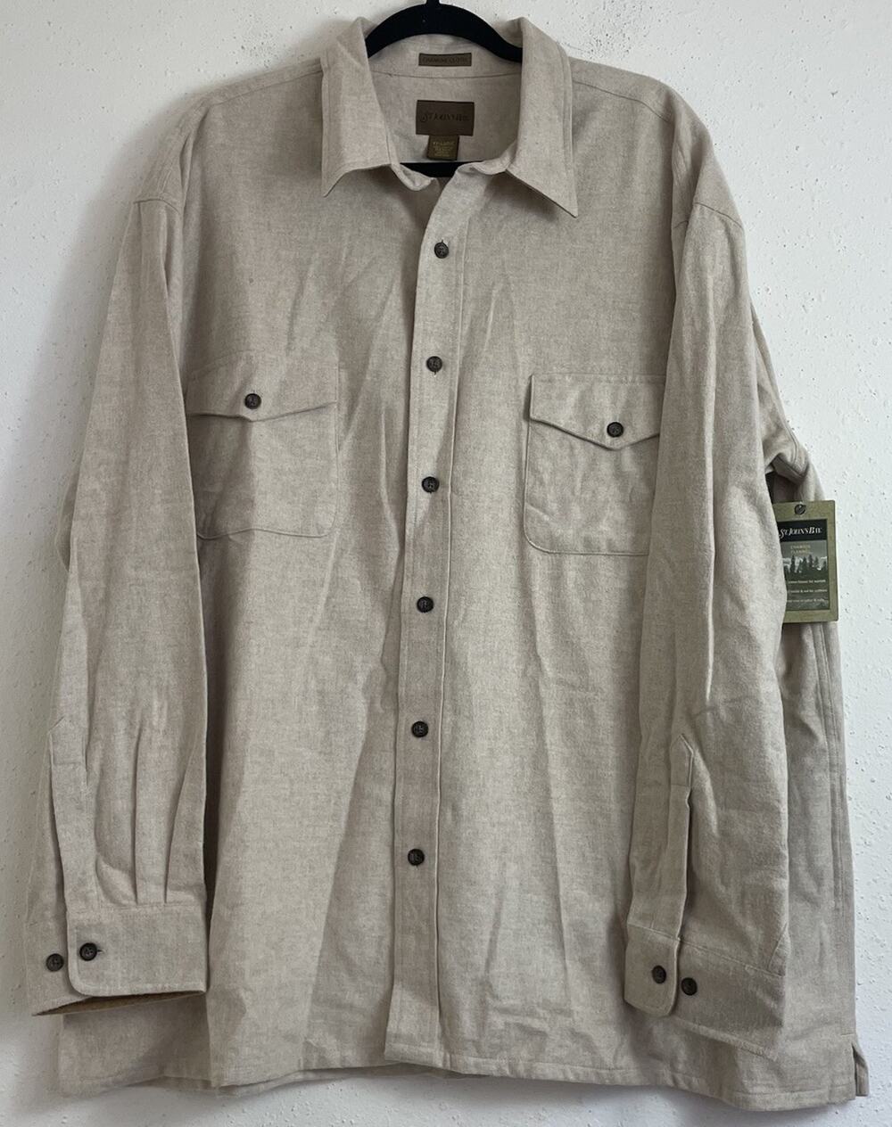 St. John's Bay XXL Chamois Cloth Men Long Sleeve Heather Dress Shirt 100% Cotton